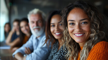 Fototapeta premium diverse team having a quarterly business review in a conference room