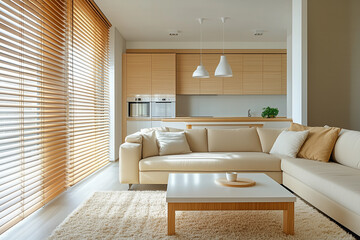 Modern Living Room with Kitchen