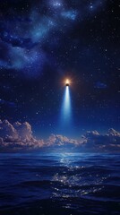 Night Sea Searchlight Cosmic Background