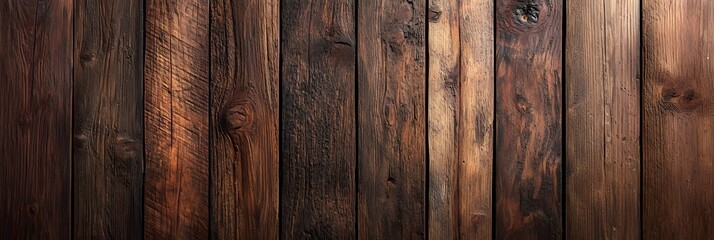Naklejka premium Rustic brown wooden planks textured background with vintage natural wood grain pattern Grunge distressed old rough surface of timber boards for home interior design construction or decor