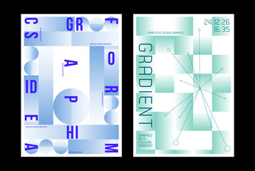 poster template typo layout editorial circle square gradient graphic design background
