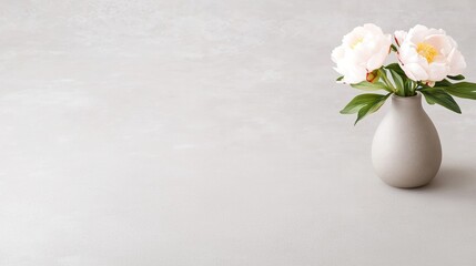 Pastel Peonies in a Grey Vase on a Textured Background