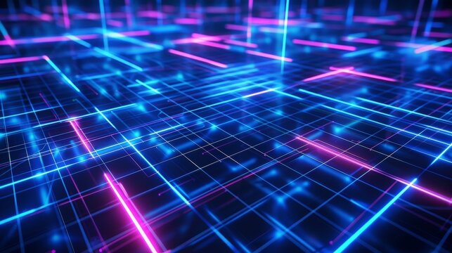 Abstract Neon Grid Background