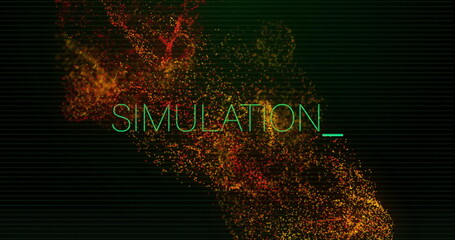 Image of glowing network of connections over simulation on black background