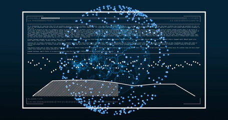 Image of network of connections and data processing over globe