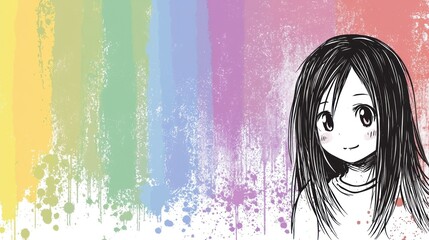 Girl Rainbow Background Illustration, Pride, Diversity, Inclusivity, Poster