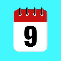 9th date calendar icon vector design illustration. holiday. red date