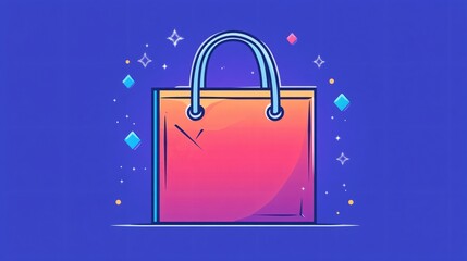 Modern Flat Vector Shopping Bag Icon for E-commerce Websites and Applications