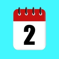 2nd date calendar icon vector design illustration. holiday. red date