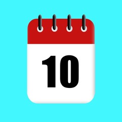 10th date calendar icon vector design illustration. holiday. red date