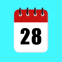 28th date calendar icon vector design illustration. holiday. red date
