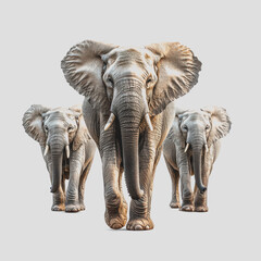 Fototapeta premium Three elephants standing together in a natural habitat showcasing their size and social behavior in a wildlife setting