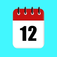 12th date calendar icon vector design illustration. holiday. red date