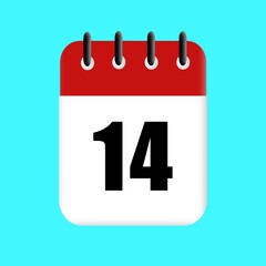 14th date calendar icon vector design illustration. holiday. red date