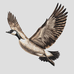 Fototapeta premium Bird soaring through the sky with wings outstretched against a clear blue backdrop in mid-flight demonstrating freedom and grace