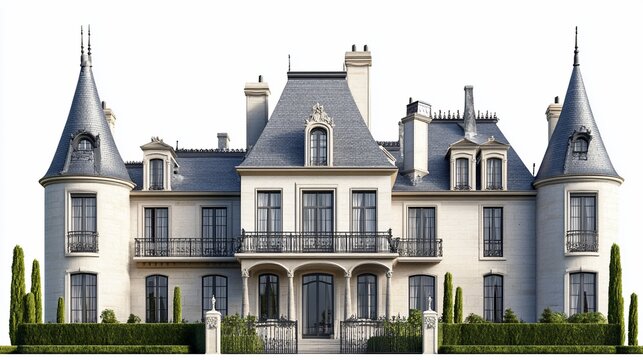 Magnificent French Chateau style mansion with turrets and intricate architectural details