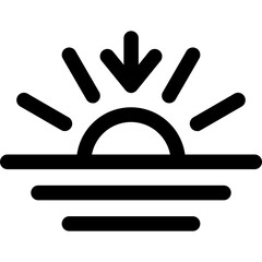 Sunset line icon, flat style vector illustration