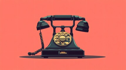 Vintage Telephone Supplies Icon for Calling Lines, Phone Service Industry, Communication Technology Concept