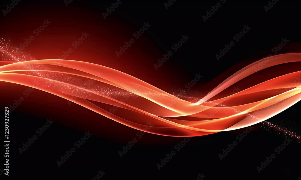 Poster red light wave flowing dark background design
