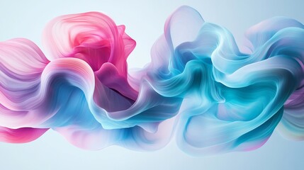 Obraz premium Abstract Flowing Wave Design with Pink and Blue Colors on Light Gray Background