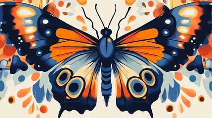 Fototapeta premium Colorful Butterfly Design Print: Vibrant Insect Themed Pattern for Fabric, Wallpaper, and Decor