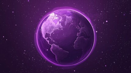 Obraz premium Vibrant Purple World Planet Earth Flat Vector Illustration