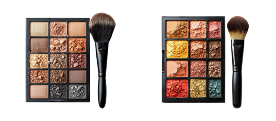 High-Quality Makeup Palette with Brush on Transparent Background