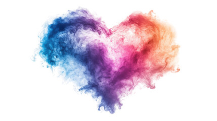 Fototapeta premium Colorful heart shaped smoke cloud forming on transparent background