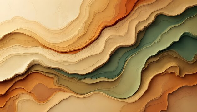 Abstract Wavy Landscape in Earthy Tones