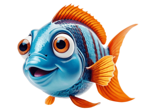 colorful fish on a transparent or white background 