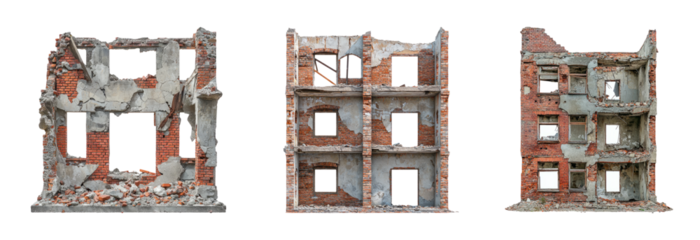 Abandoned Building Ruins with Open Windows