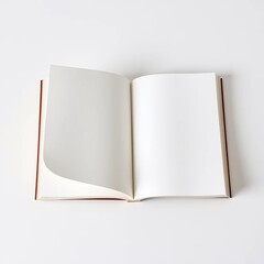 Open Blank Book Pages Clean White Paper Red Cover Mockup Template for Design
