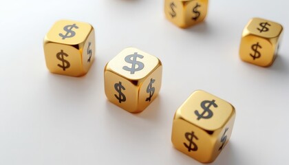 Golden Dollar Dice Wealth Success Concept Image