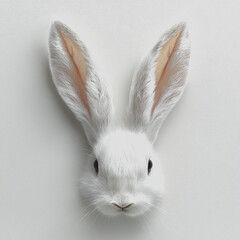 Obraz premium White rabbit head mounted on a white wall creating a minimalist and modern decor piece for interior design enthusiasts and animal lovers