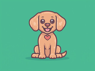 Adorable Cartoon Puppy &ndash; Cute Dog Illustration with Happy Expression