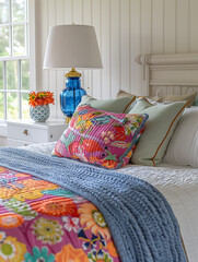Bedroom Home Decor Trends. Vase Lamp Flower Bouquet Plant Blossom. Design Interior 2025