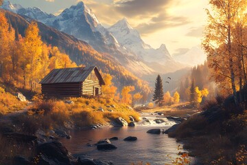 Fototapeta premium Dramatic Peaks and Tranquil Valleys: Realistic Mountain Photography