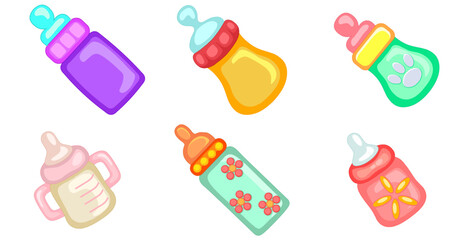 Set of Baby Bottles vector.
