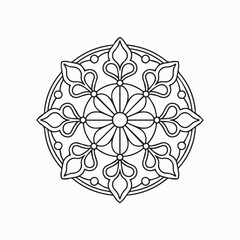 abstract floral ornament, mandala coloring page, vector mandala line art