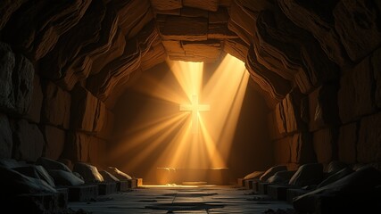 Jesus Christ Resurrection - Empty Tomb, Light and Hope, Easter Miracle