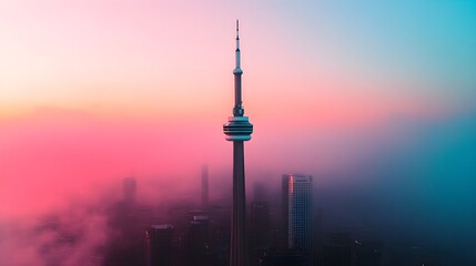Aerial View of BT Tower Surrounded by Urban Landscape and Fog