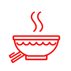 Minimalist Ramen Logo with White Design on Red Background