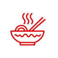 Minimalist Ramen Logo with White Design on Red Background