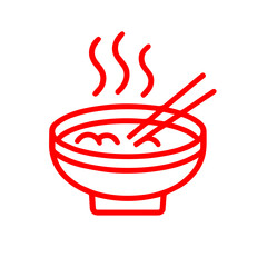 Minimalist Ramen Logo with White Design on Red Background