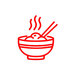 Minimalist Ramen Logo with White Design on Red Background