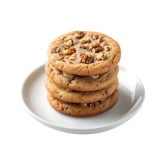 Banana Walnut Cookies Stack Isolated on Transparent Background