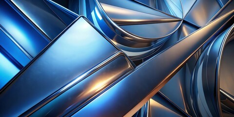 Abstract Blue Metallic Forms
