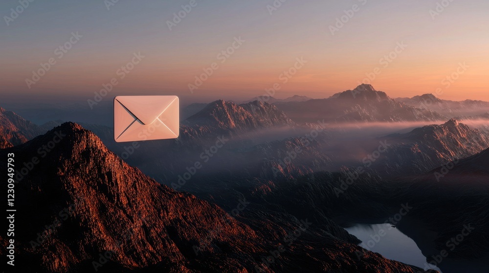 Aufkleber a minimalist email notification pop-up overlaying a blurred desktop screen