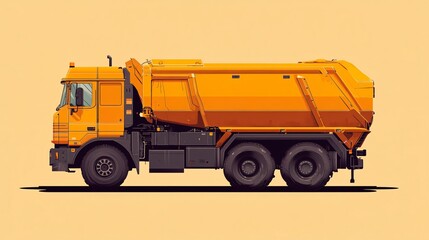 Flat Vector Waste Truck Illustration for Transport Waste Industry Concept