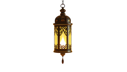 egant Traditional Lantern with Intricate Decorative Pattern Illuminated in Warm Light a Transparent Background